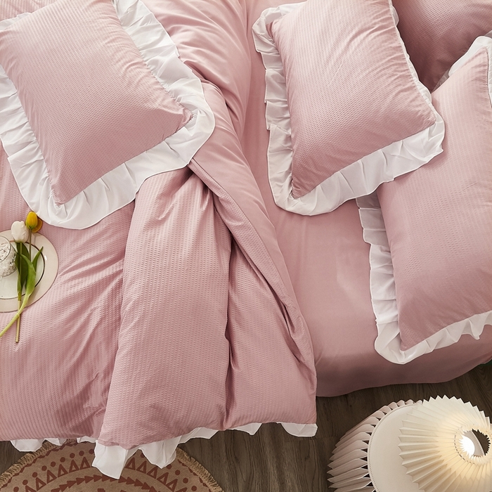 91家纺网 家纺一手货源 找家纺 （总）啊雅家居 2026新款轻奢韩式花边华夫格四件套