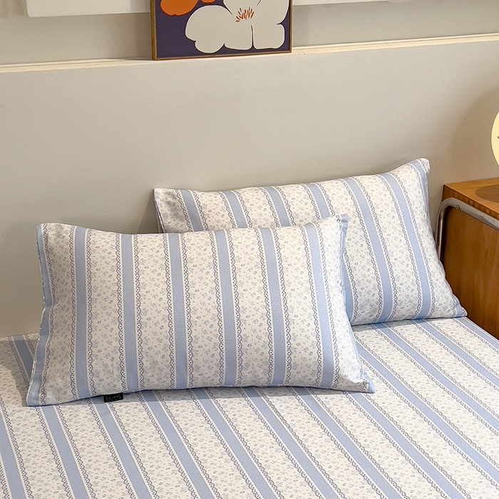 91家纺网 家纺一手货源 找家纺 芃成家纺 2026春夏新款全棉纯棉加厚老粗布单床笠床笠单件床笠三件套 公主梦蓝