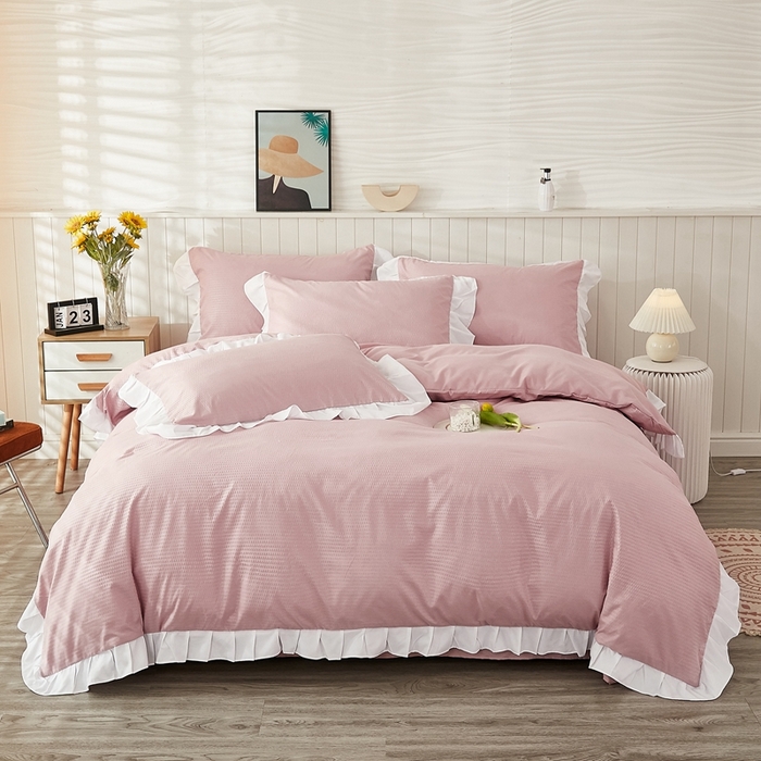 91家纺网 家纺一手货源 找家纺 （总）啊雅家居 2026新款轻奢韩式花边华夫格四件套