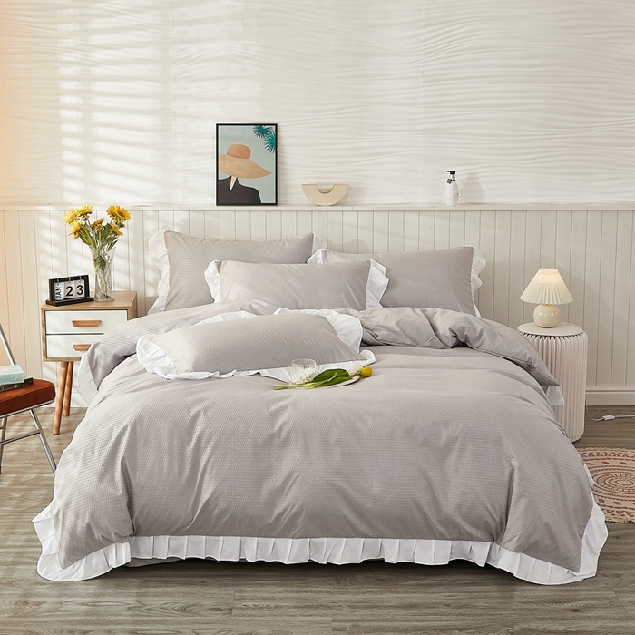 91家纺网 家纺一手货源 找家纺 （总）啊雅家居 2026新款轻奢韩式花边华夫格四件套