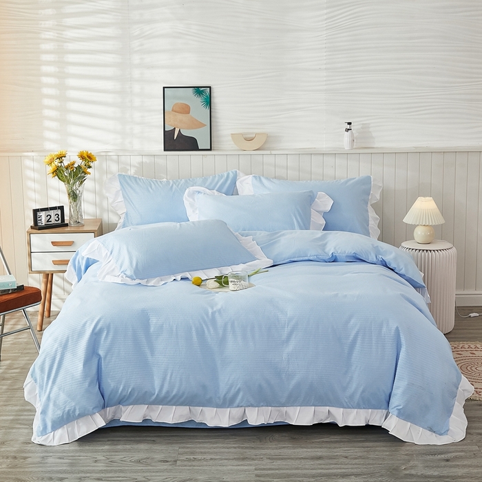 91家纺网 家纺一手货源 找家纺 （总）啊雅家居 2026新款轻奢韩式花边华夫格四件套