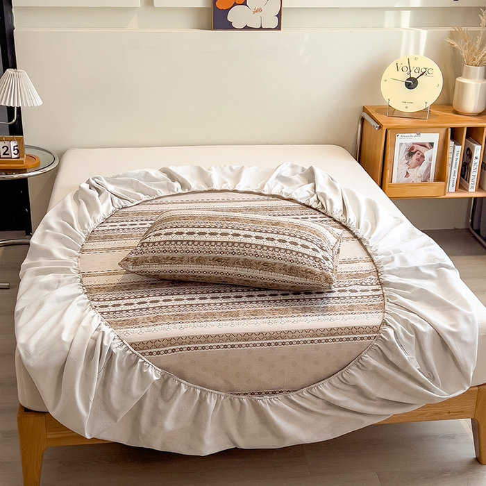 91家纺网 家纺一手货源 找家纺 芃成家纺 2026春夏新款全棉纯棉加厚老粗布单床笠床笠单件床笠三件套 古韵风情