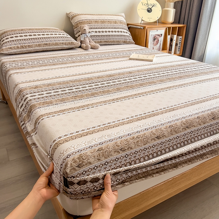 91家纺网 家纺一手货源 找家纺 芃成家纺 2026春夏新款全棉纯棉加厚老粗布单床笠床笠单件床笠三件套 古韵风情