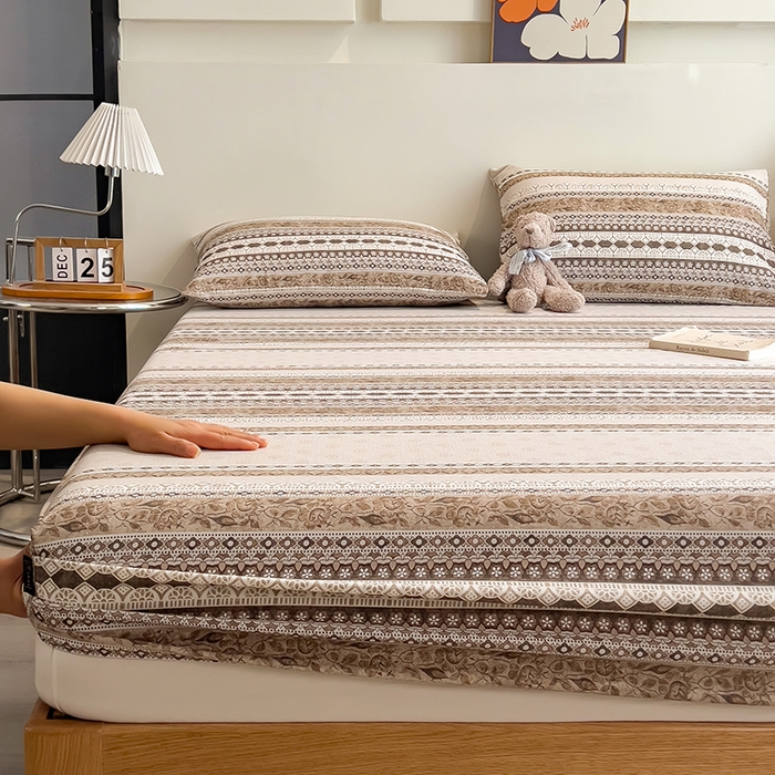 91家纺网 家纺一手货源 找家纺 芃成家纺 2026春夏新款全棉纯棉加厚老粗布单床笠床笠单件床笠三件套 古韵风情