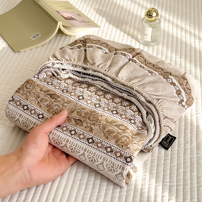 91家纺网 家纺一手货源 找家纺 芃成家纺 2026春夏新款全棉纯棉加厚老粗布单床笠床笠单件床笠三件套 古韵风情