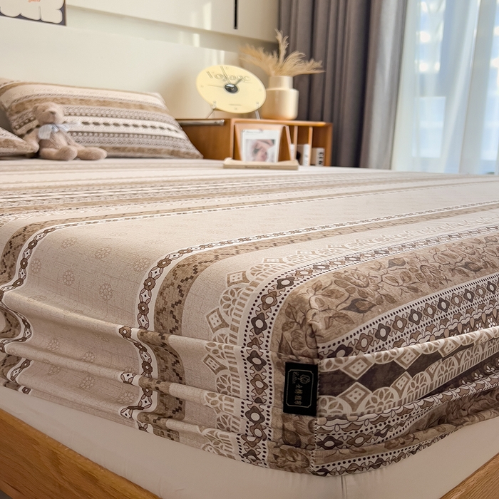 91家纺网 家纺一手货源 找家纺 芃成家纺 2026春夏新款全棉纯棉加厚老粗布单床笠床笠单件床笠三件套 古韵风情