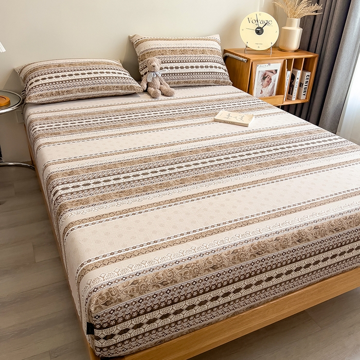 91家纺网 家纺一手货源 找家纺 芃成家纺 2026春夏新款全棉纯棉加厚老粗布单床笠床笠单件床笠三件套 古韵风情