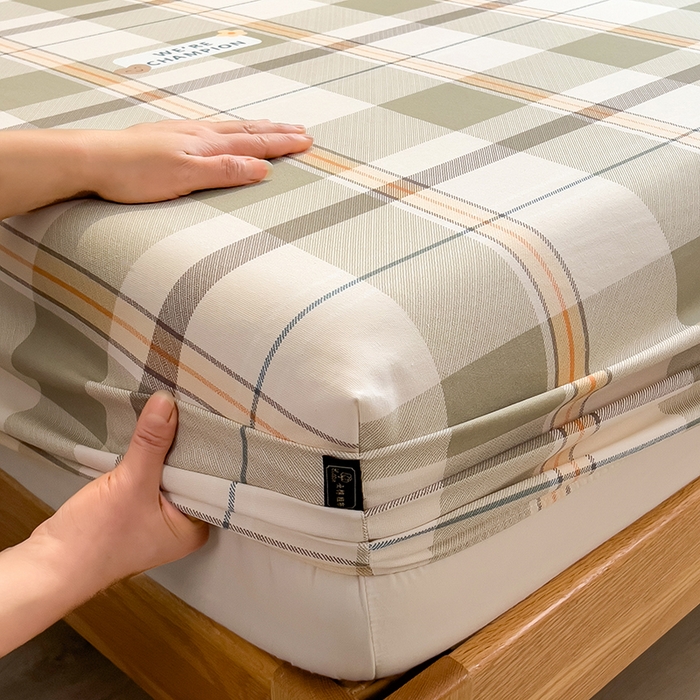 91家纺网 家纺一手货源 找家纺 芃成家纺 2026春夏新款全棉纯棉加厚老粗布单床笠床笠单件床笠三件套 冠军格