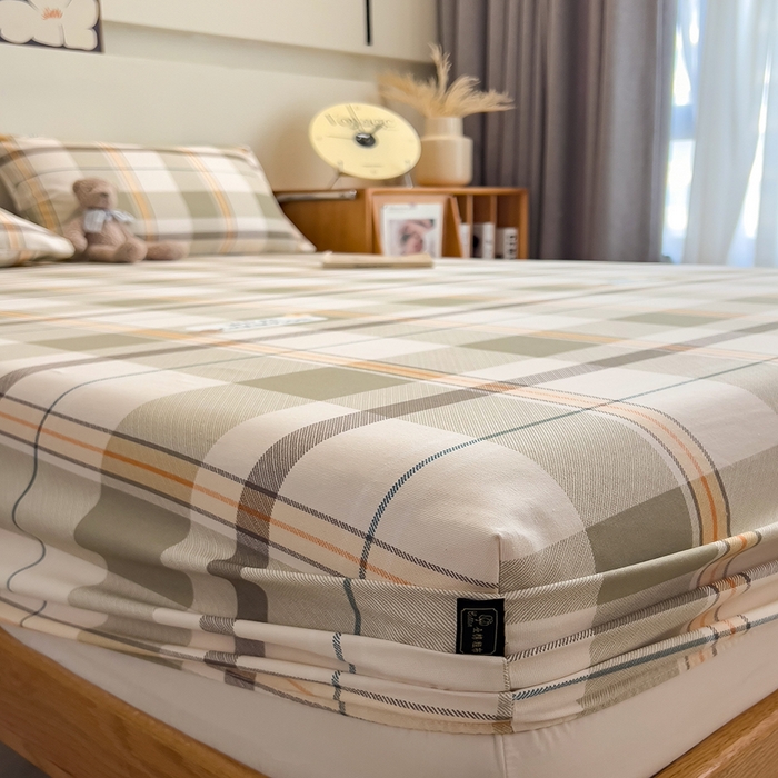 91家纺网 家纺一手货源 找家纺 芃成家纺 2026春夏新款全棉纯棉加厚老粗布单床笠床笠单件床笠三件套 冠军格