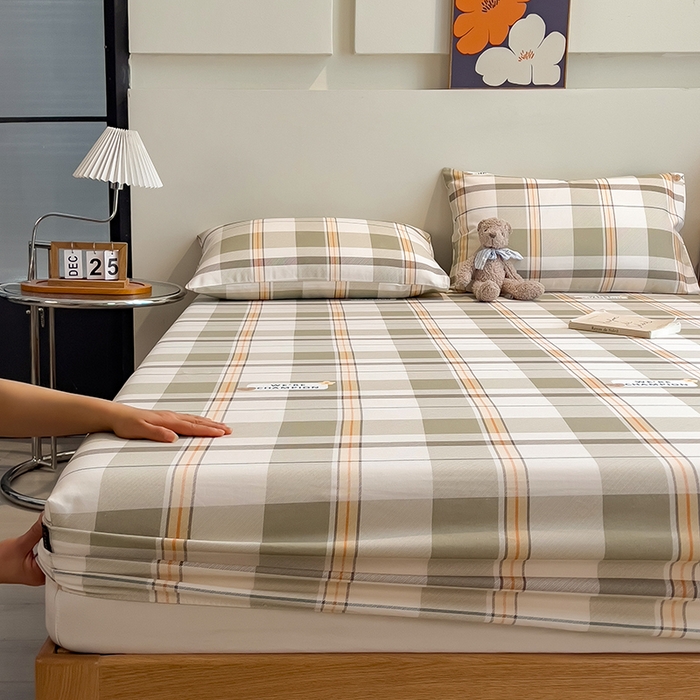 91家纺网 家纺一手货源 找家纺 芃成家纺 2026春夏新款全棉纯棉加厚老粗布单床笠床笠单件床笠三件套 冠军格