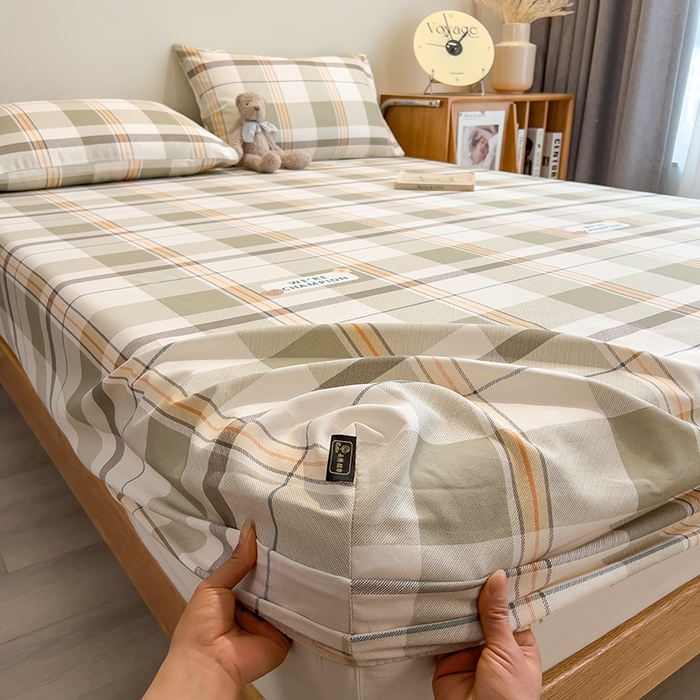 91家纺网 家纺一手货源 找家纺 芃成家纺 2026春夏新款全棉纯棉加厚老粗布单床笠床笠单件床笠三件套 冠军格