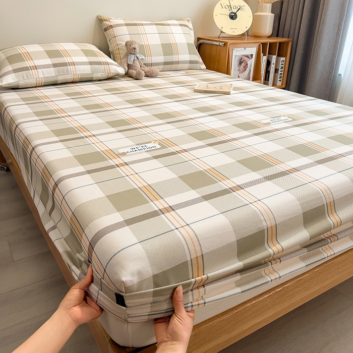 91家纺网 家纺一手货源 找家纺 芃成家纺 2026春夏新款全棉纯棉加厚老粗布单床笠床笠单件床笠三件套 冠军格