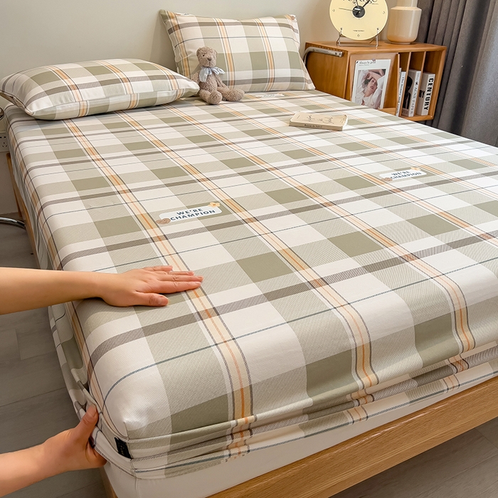 91家纺网 家纺一手货源 找家纺 芃成家纺 2026春夏新款全棉纯棉加厚老粗布单床笠床笠单件床笠三件套 冠军格