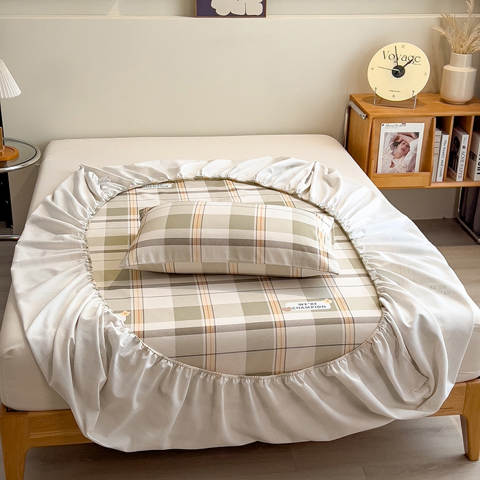 91家纺网 家纺一手货源 找家纺 芃成家纺 2026春夏新款全棉纯棉加厚老粗布单床笠床笠单件床笠三件套 冠军格