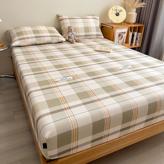 91家纺网 家纺一手货源 找家纺 芃成家纺 2026春夏新款全棉纯棉加厚老粗布单床笠床笠单件床笠三件套 冠军格