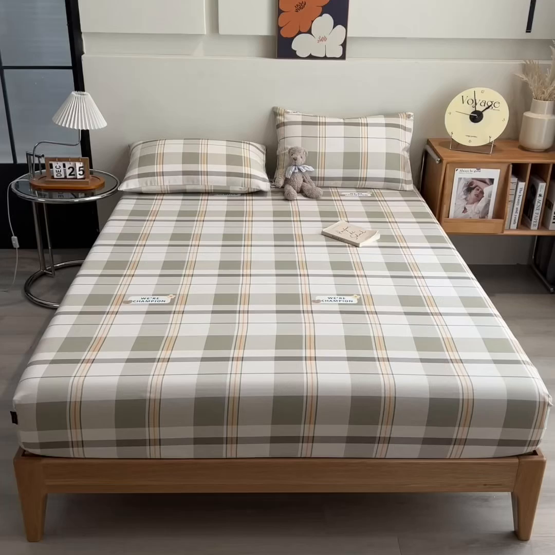 91家纺网 家纺一手货源 找家纺 芃成家纺 2026春夏新款全棉纯棉加厚老粗布单床笠床笠单件床笠三件套 冠军格