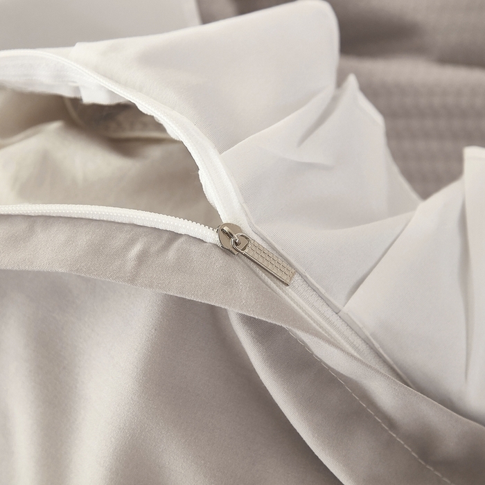 91家纺网 家纺一手货源 找家纺 啊雅家居 2026新款轻奢韩式花边华夫格四件套 梦幻灰