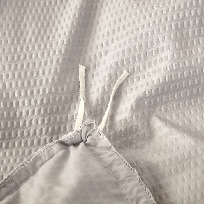 91家纺网 家纺一手货源 找家纺 啊雅家居 2026新款轻奢韩式花边华夫格四件套 梦幻灰