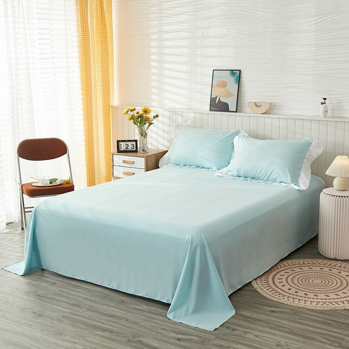 91家纺网 家纺一手货源 找家纺 啊雅家居 2026新款轻奢韩式花边华夫格四件套 梦幻绿