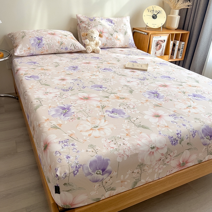 91家纺网 家纺一手货源 找家纺 芃成家纺 2026春夏新款全棉纯棉加厚老粗布单床笠床笠单件床笠三件套 花漫枝