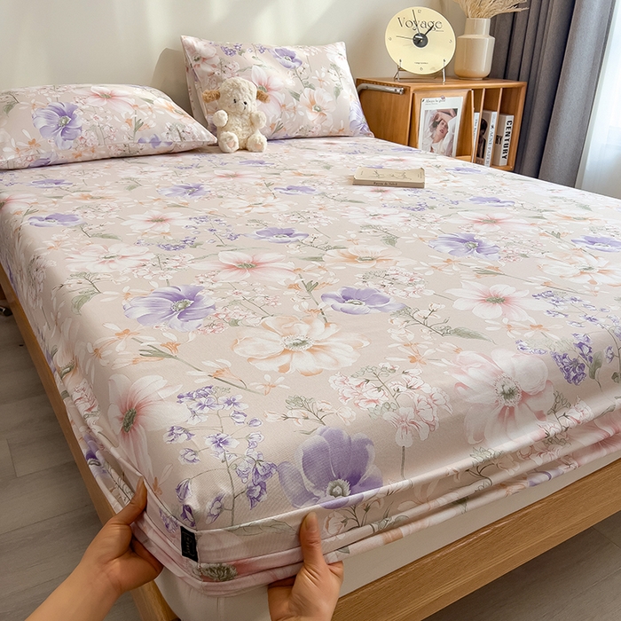 91家纺网 家纺一手货源 找家纺 芃成家纺 2026春夏新款全棉纯棉加厚老粗布单床笠床笠单件床笠三件套 花漫枝