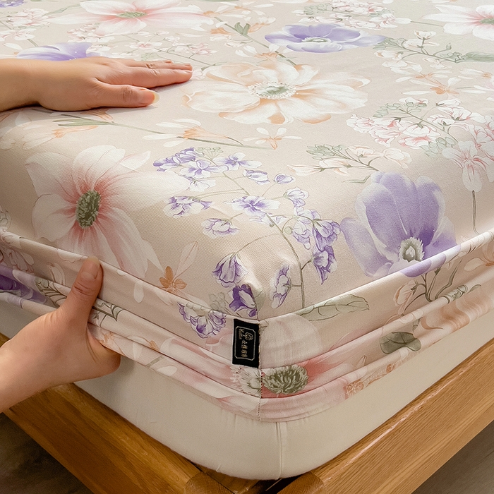 91家纺网 家纺一手货源 找家纺 芃成家纺 2026春夏新款全棉纯棉加厚老粗布单床笠床笠单件床笠三件套 花漫枝