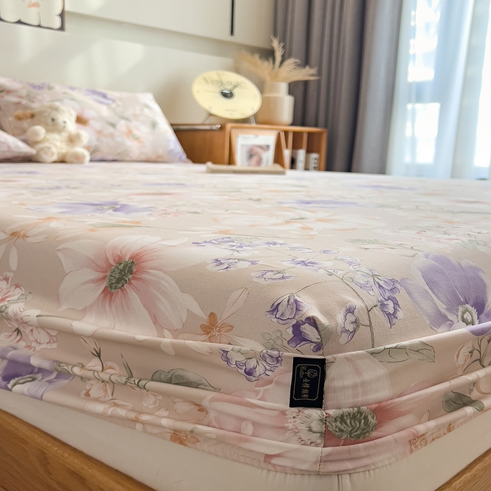 91家纺网 家纺一手货源 找家纺 芃成家纺 2026春夏新款全棉纯棉加厚老粗布单床笠床笠单件床笠三件套 花漫枝