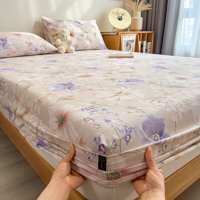 91家纺网 家纺一手货源 找家纺 芃成家纺 2026春夏新款全棉纯棉加厚老粗布单床笠床笠单件床笠三件套 花漫枝