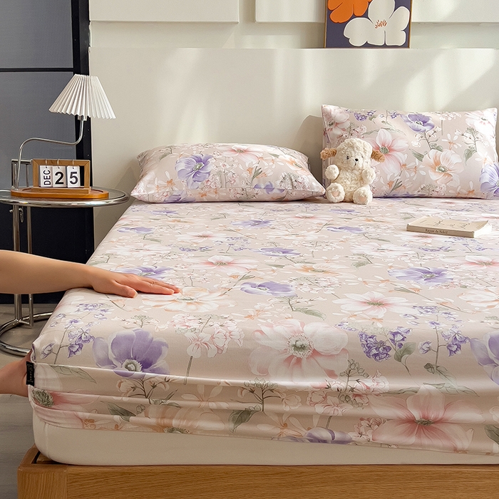 91家纺网 家纺一手货源 找家纺 芃成家纺 2026春夏新款全棉纯棉加厚老粗布单床笠床笠单件床笠三件套 花漫枝