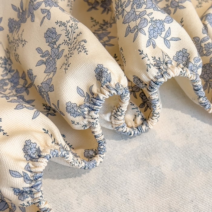 91家纺网 家纺一手货源 找家纺 芃成家纺 2026春夏新款全棉纯棉加厚老粗布单床笠床笠单件床笠三件套 蓝绣球