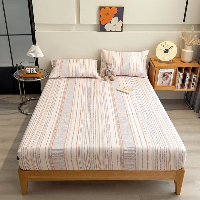 91家纺网 家纺一手货源 找家纺 芃成家纺 2026春夏新款全棉纯棉加厚老粗布单床笠床笠单件床笠三件套 流金芒