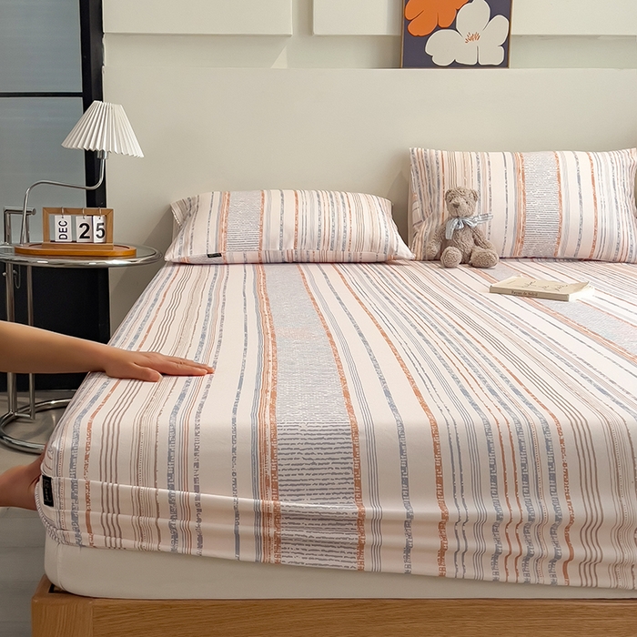 91家纺网 家纺一手货源 找家纺 芃成家纺 2026春夏新款全棉纯棉加厚老粗布单床笠床笠单件床笠三件套 流金芒