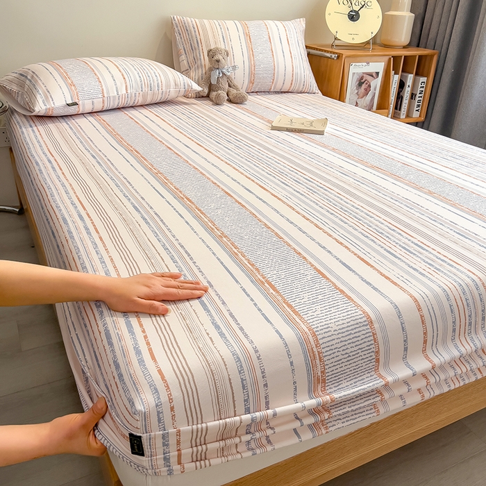 91家纺网 家纺一手货源 找家纺 芃成家纺 2026春夏新款全棉纯棉加厚老粗布单床笠床笠单件床笠三件套 流金芒