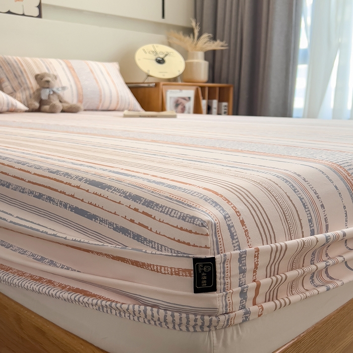 91家纺网 家纺一手货源 找家纺 芃成家纺 2026春夏新款全棉纯棉加厚老粗布单床笠床笠单件床笠三件套 流金芒