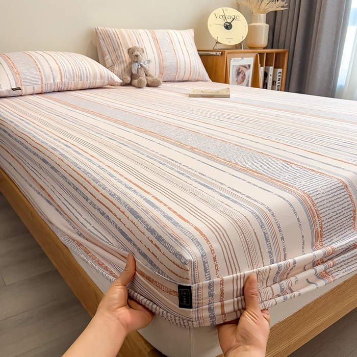 91家纺网 家纺一手货源 找家纺 芃成家纺 2026春夏新款全棉纯棉加厚老粗布单床笠床笠单件床笠三件套 流金芒