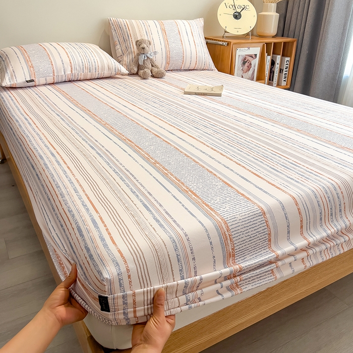 91家纺网 家纺一手货源 找家纺 芃成家纺 2026春夏新款全棉纯棉加厚老粗布单床笠床笠单件床笠三件套 流金芒