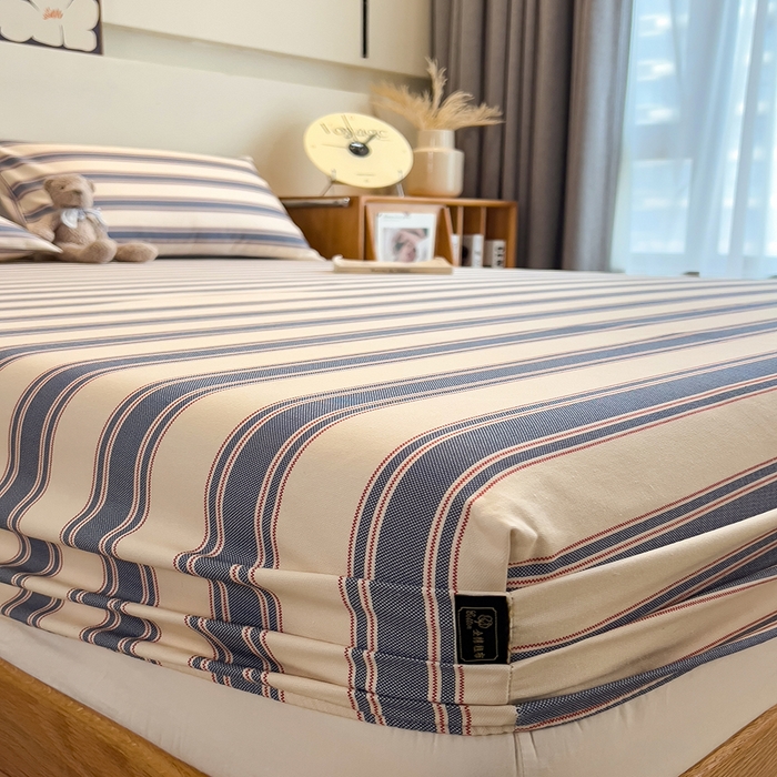 91家纺网 家纺一手货源 找家纺 芃成家纺 2026春夏新款全棉纯棉加厚老粗布单床笠床笠单件床笠三件套 罗马素条