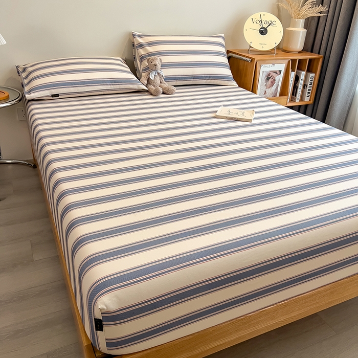 91家纺网 家纺一手货源 找家纺 芃成家纺 2026春夏新款全棉纯棉加厚老粗布单床笠床笠单件床笠三件套 罗马素条