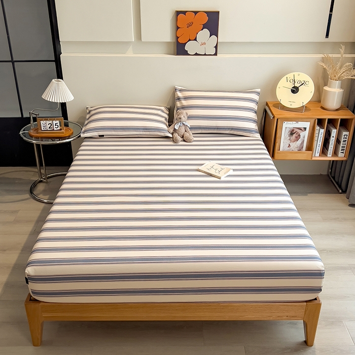 91家纺网 家纺一手货源 找家纺 芃成家纺 2026春夏新款全棉纯棉加厚老粗布单床笠床笠单件床笠三件套 罗马素条