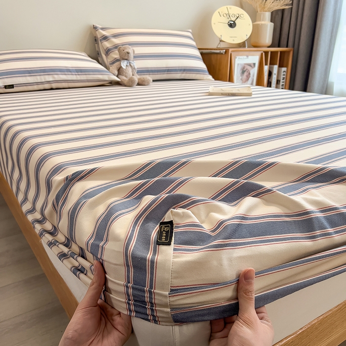 91家纺网 家纺一手货源 找家纺 芃成家纺 2026春夏新款全棉纯棉加厚老粗布单床笠床笠单件床笠三件套 罗马素条