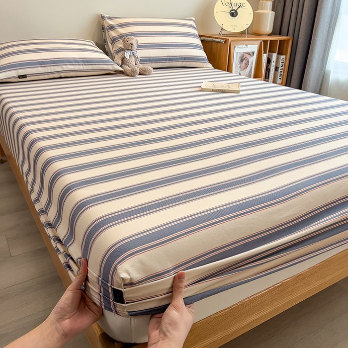 91家纺网 家纺一手货源 找家纺 芃成家纺 2026春夏新款全棉纯棉加厚老粗布单床笠床笠单件床笠三件套 罗马素条