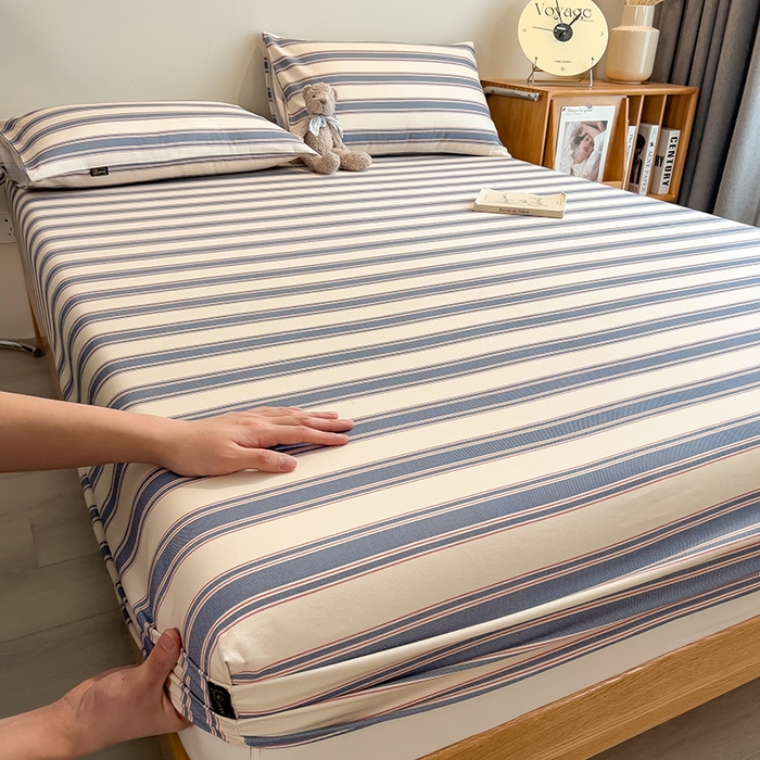 91家纺网 家纺一手货源 找家纺 芃成家纺 2026春夏新款全棉纯棉加厚老粗布单床笠床笠单件床笠三件套 罗马素条