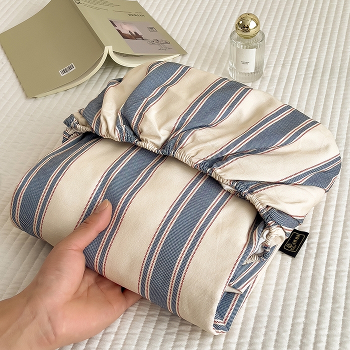 91家纺网 家纺一手货源 找家纺 芃成家纺 2026春夏新款全棉纯棉加厚老粗布单床笠床笠单件床笠三件套 罗马素条