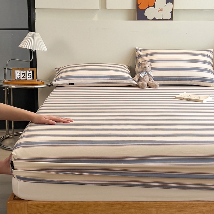 91家纺网 家纺一手货源 找家纺 芃成家纺 2026春夏新款全棉纯棉加厚老粗布单床笠床笠单件床笠三件套 罗马素条