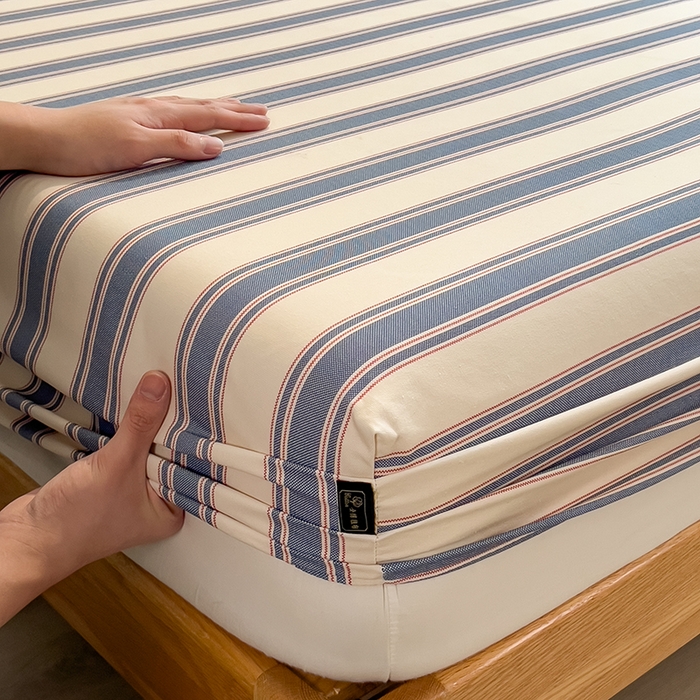 91家纺网 家纺一手货源 找家纺 芃成家纺 2026春夏新款全棉纯棉加厚老粗布单床笠床笠单件床笠三件套 罗马素条