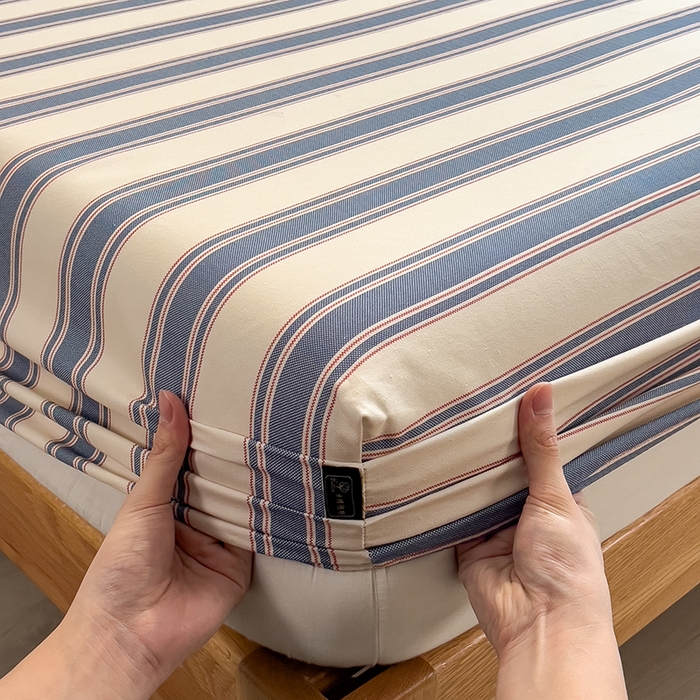 91家纺网 家纺一手货源 找家纺 芃成家纺 2026春夏新款全棉纯棉加厚老粗布单床笠床笠单件床笠三件套 罗马素条