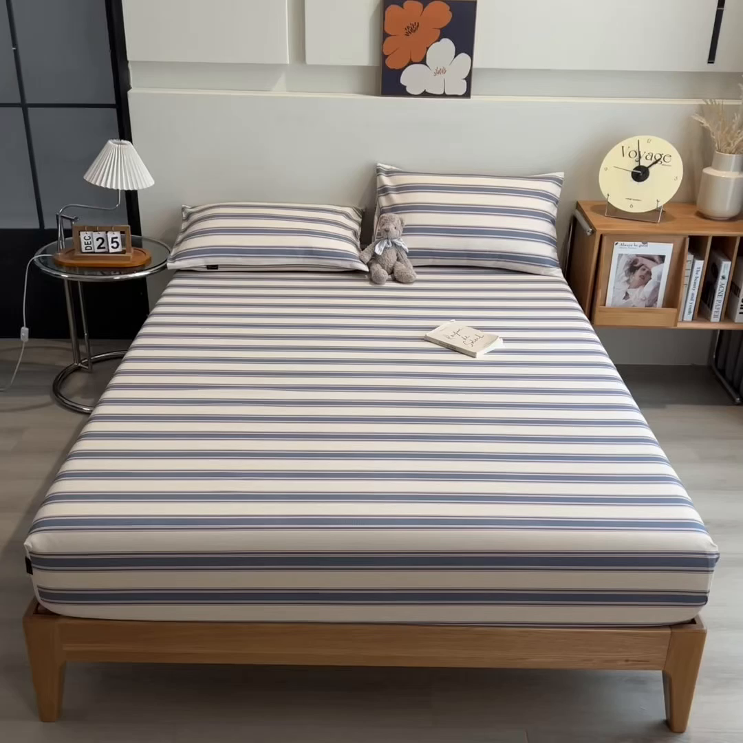 91家纺网 家纺一手货源 找家纺 芃成家纺 2026春夏新款全棉纯棉加厚老粗布单床笠床笠单件床笠三件套 罗马素条