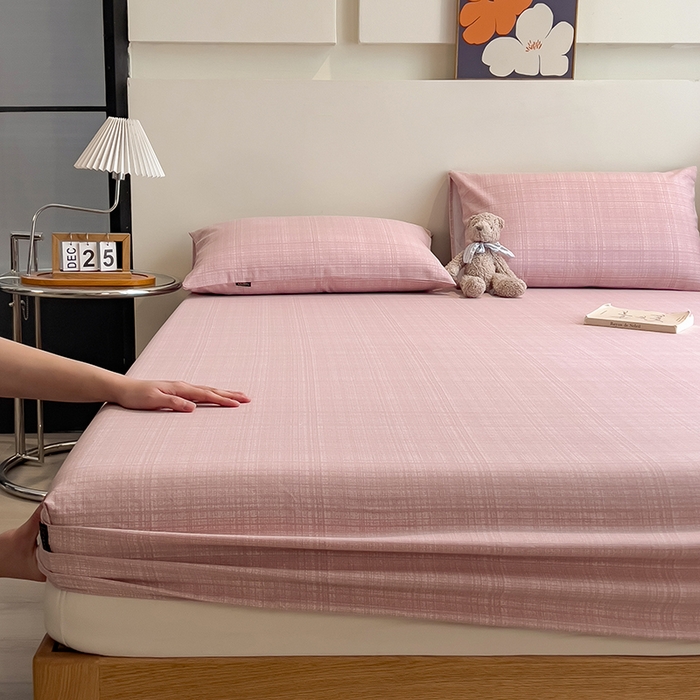 91家纺网 家纺一手货源 找家纺 芃成家纺 2026春夏新款全棉纯棉加厚老粗布单床笠床笠单件床笠三件套 裸粉