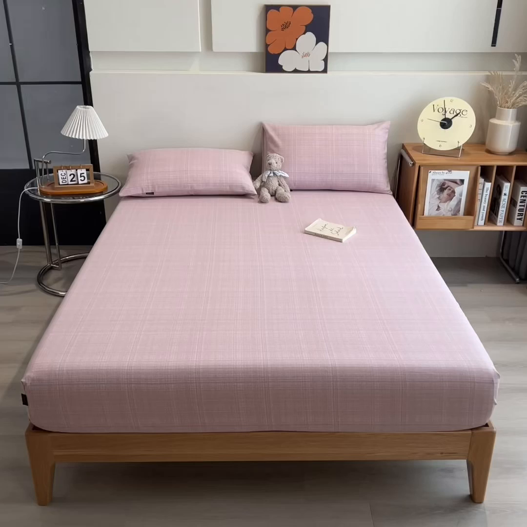 91家纺网 家纺一手货源 找家纺 芃成家纺 2026春夏新款全棉纯棉加厚老粗布单床笠床笠单件床笠三件套 裸粉