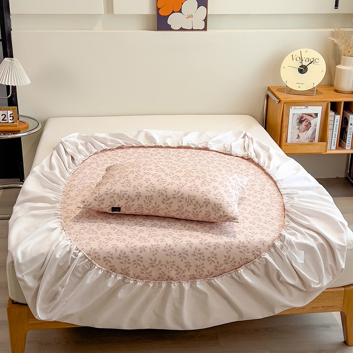 91家纺网 家纺一手货源 找家纺 芃成家纺 2026春夏新款全棉纯棉加厚老粗布单床笠床笠单件床笠三件套 漫枝影